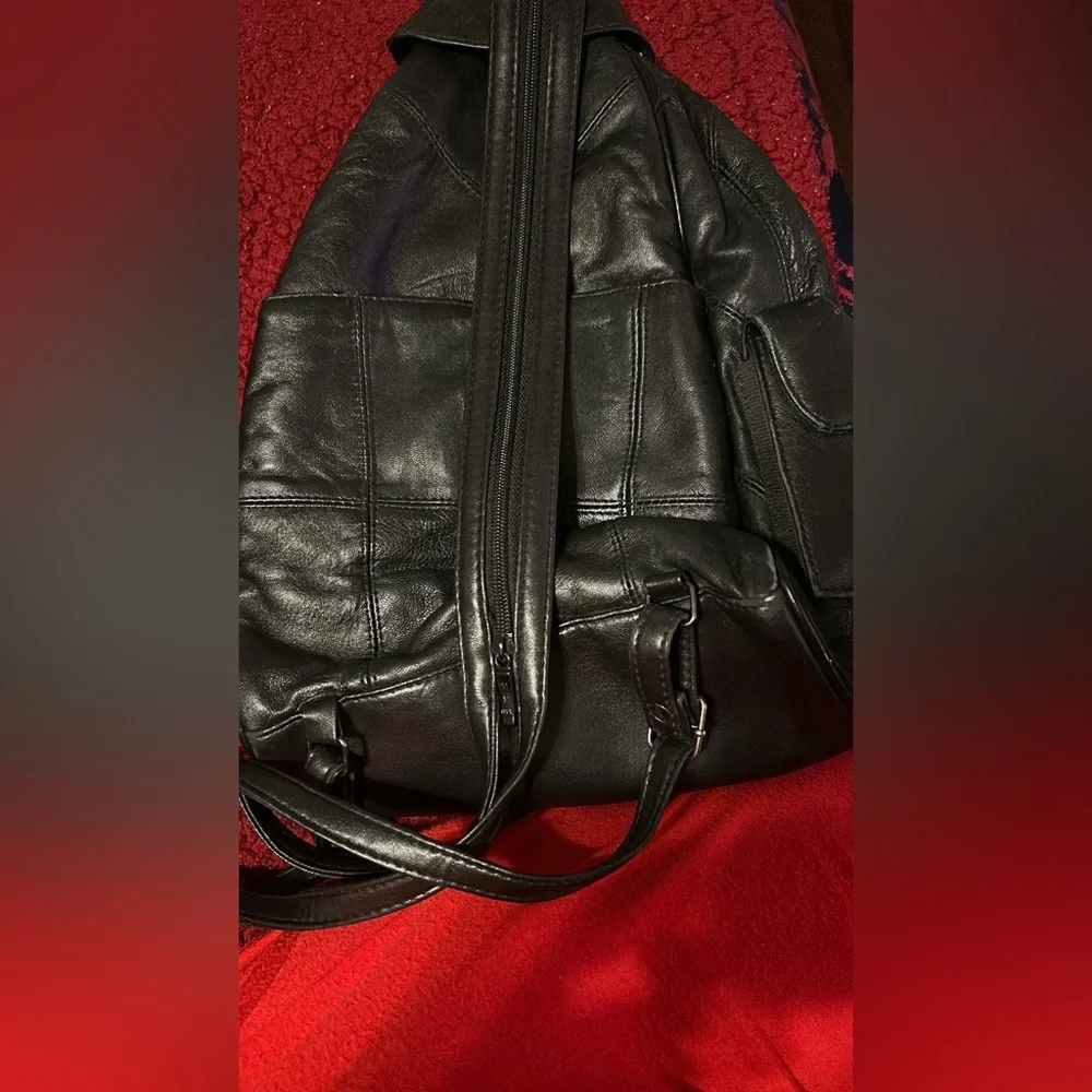 Black Leather Backpack